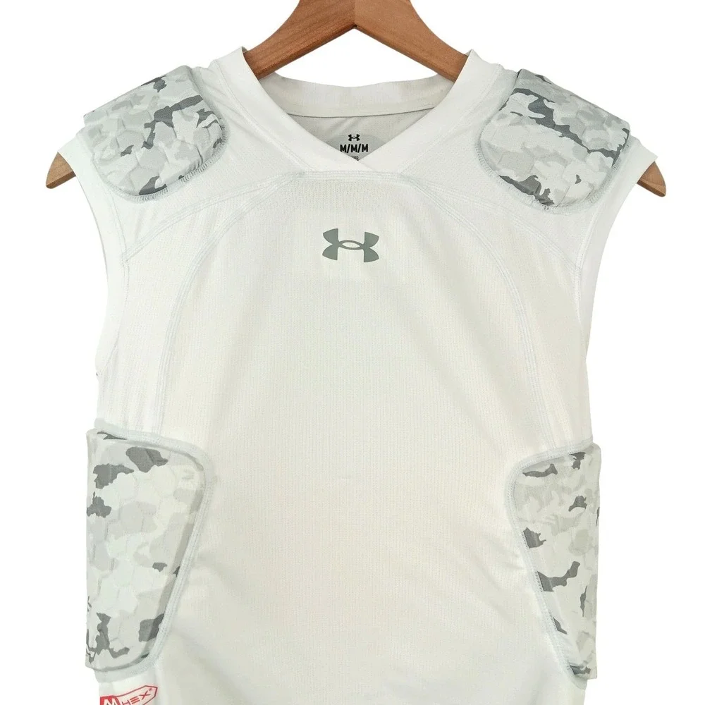 Under Armour Padded Compression Shirt Medium White Camo Football Protective Hex